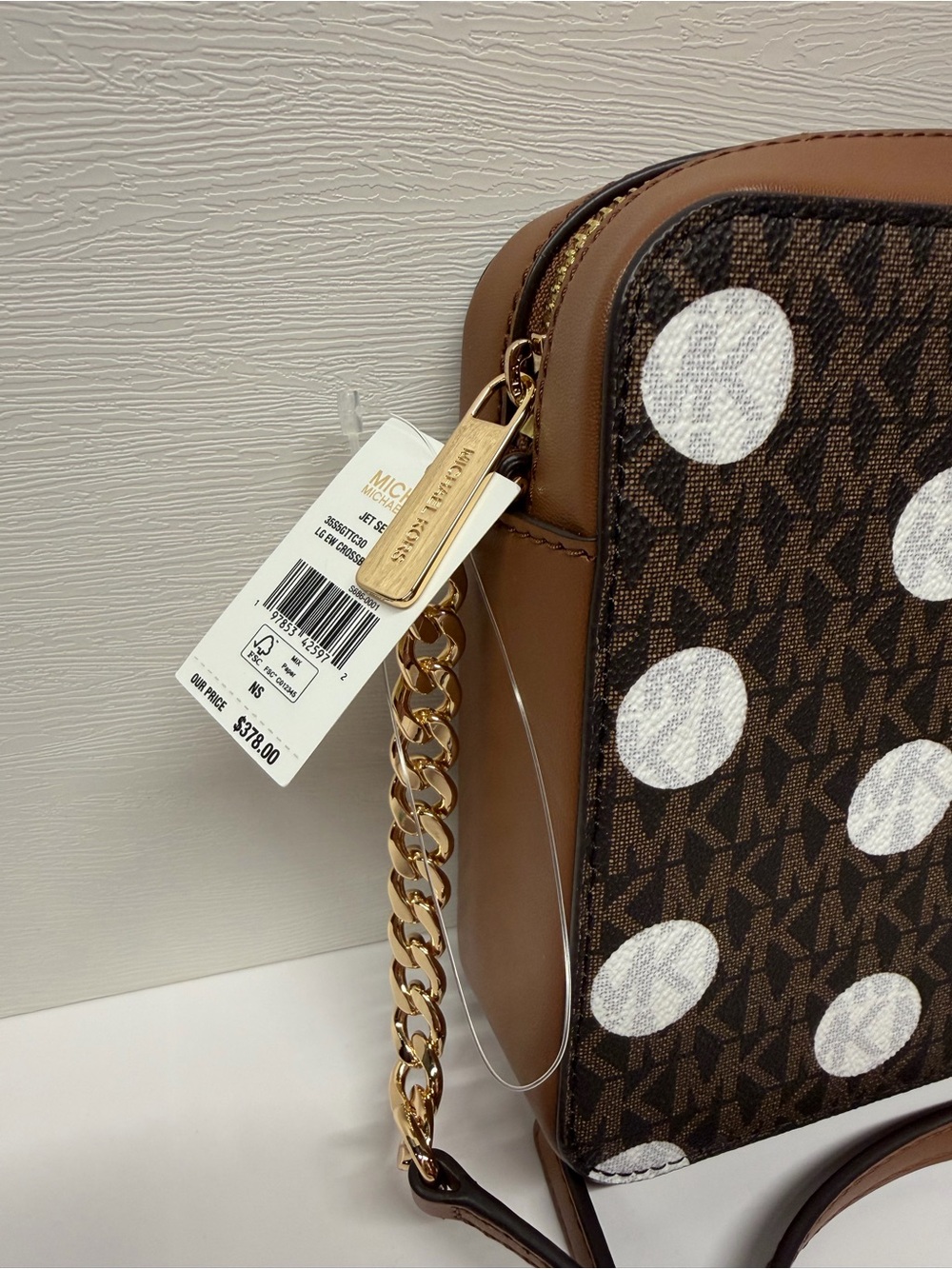 Michael Kors Brown Polka Dot East West Crossbody Bag NWT - Picture 6 of 10